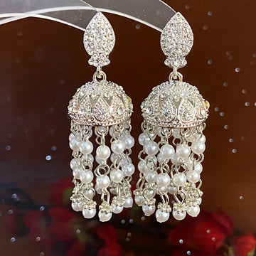 DAIIIBABYYY  -  Silver Needle Inlaid Rhinestones Pearl Tassel Ethnic Style High-end Retro New Chinese Style Personalized Earrings for Women